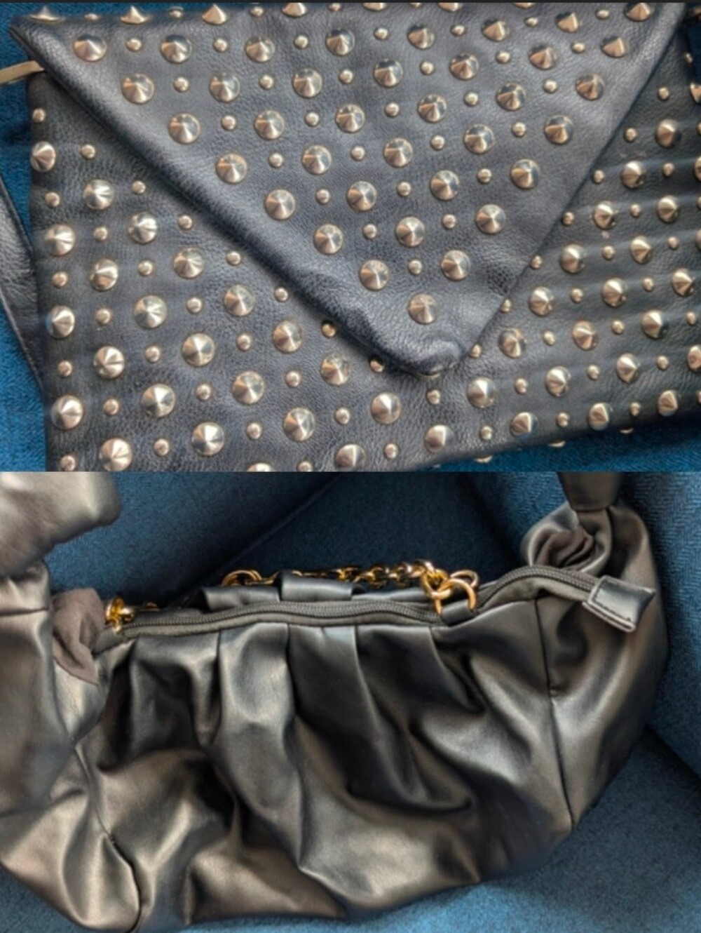 2 BAGS: Studded Black Envelope Crossbody Bag + Poshmark Faux Leather Bag